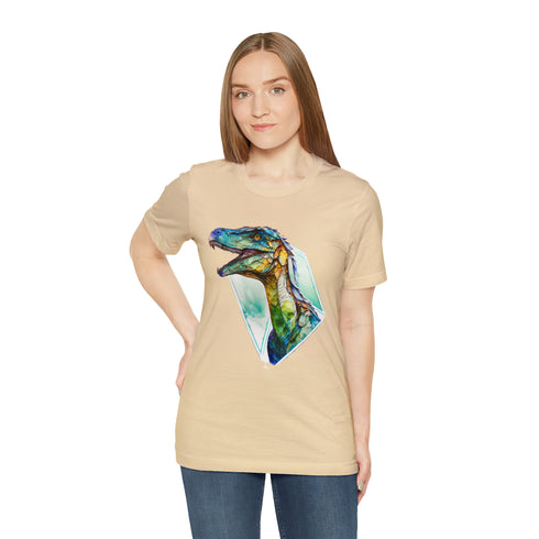 Stained Glass Velociraptor - Short Sleeve Tee